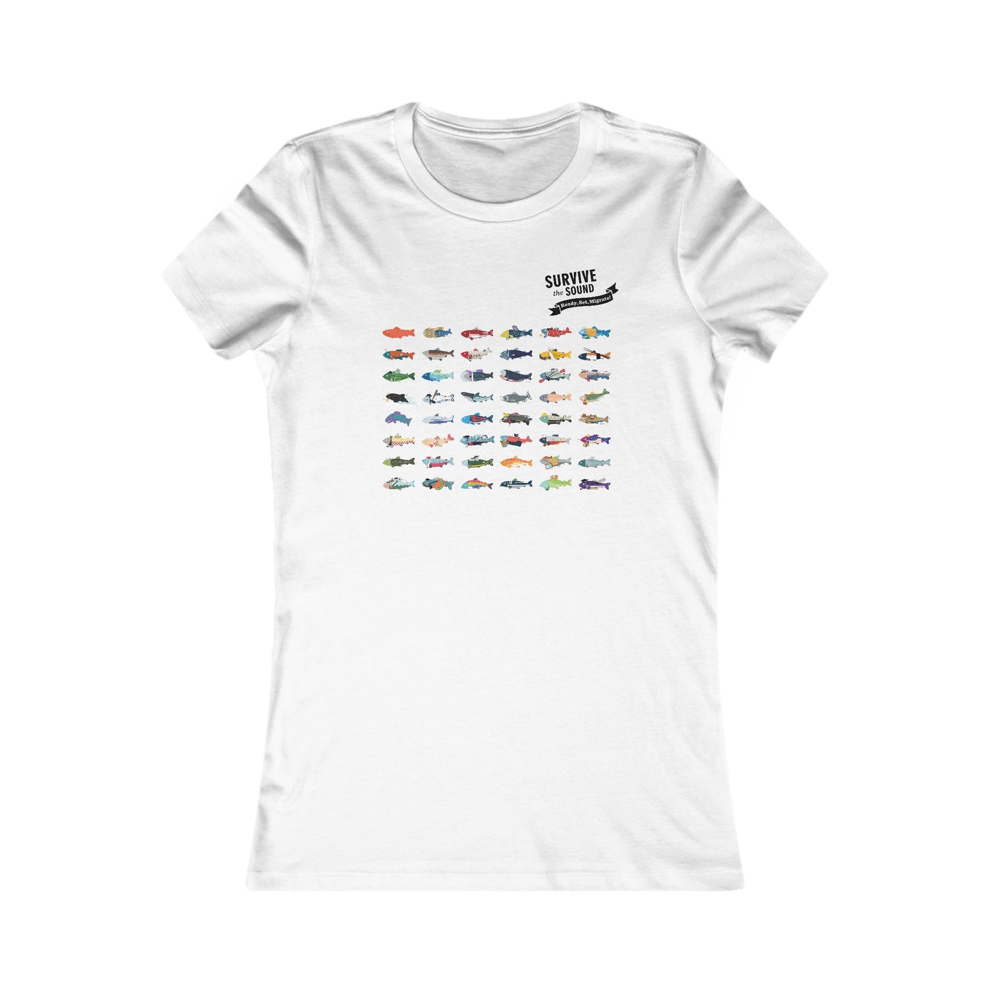 2025 Survive the Sound Fish Grid Women's Tee