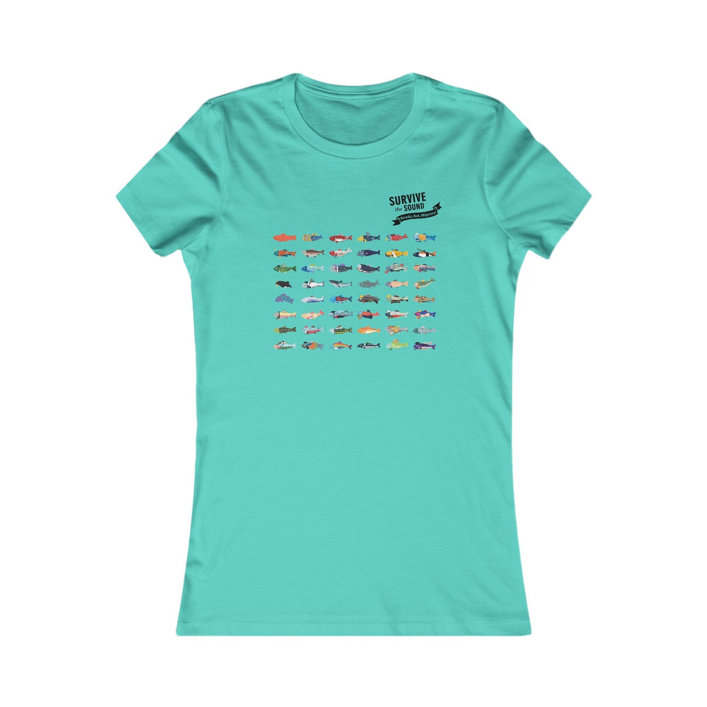 2025 Survive the Sound Fish Grid Women's Tee