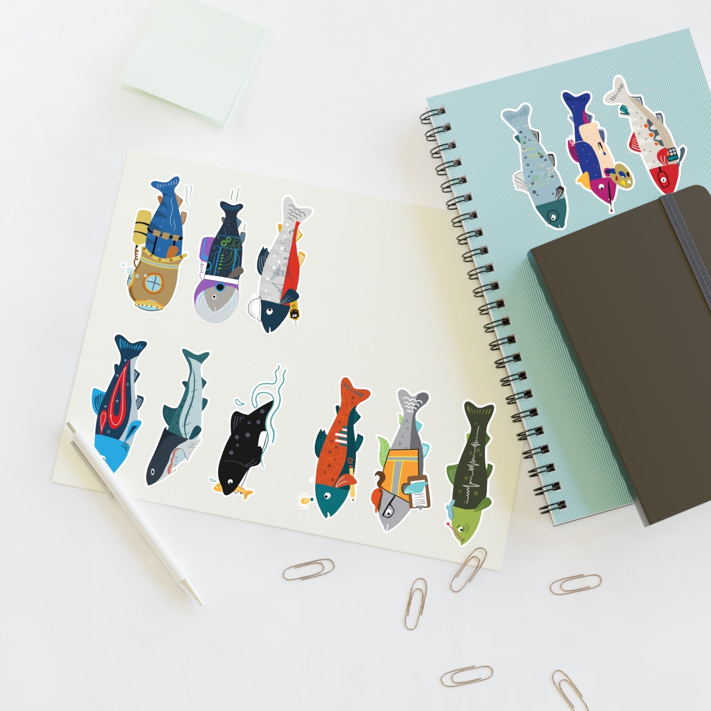 12-in-1 Survive the Sound Fish Sticker Sheet (Collection 2)