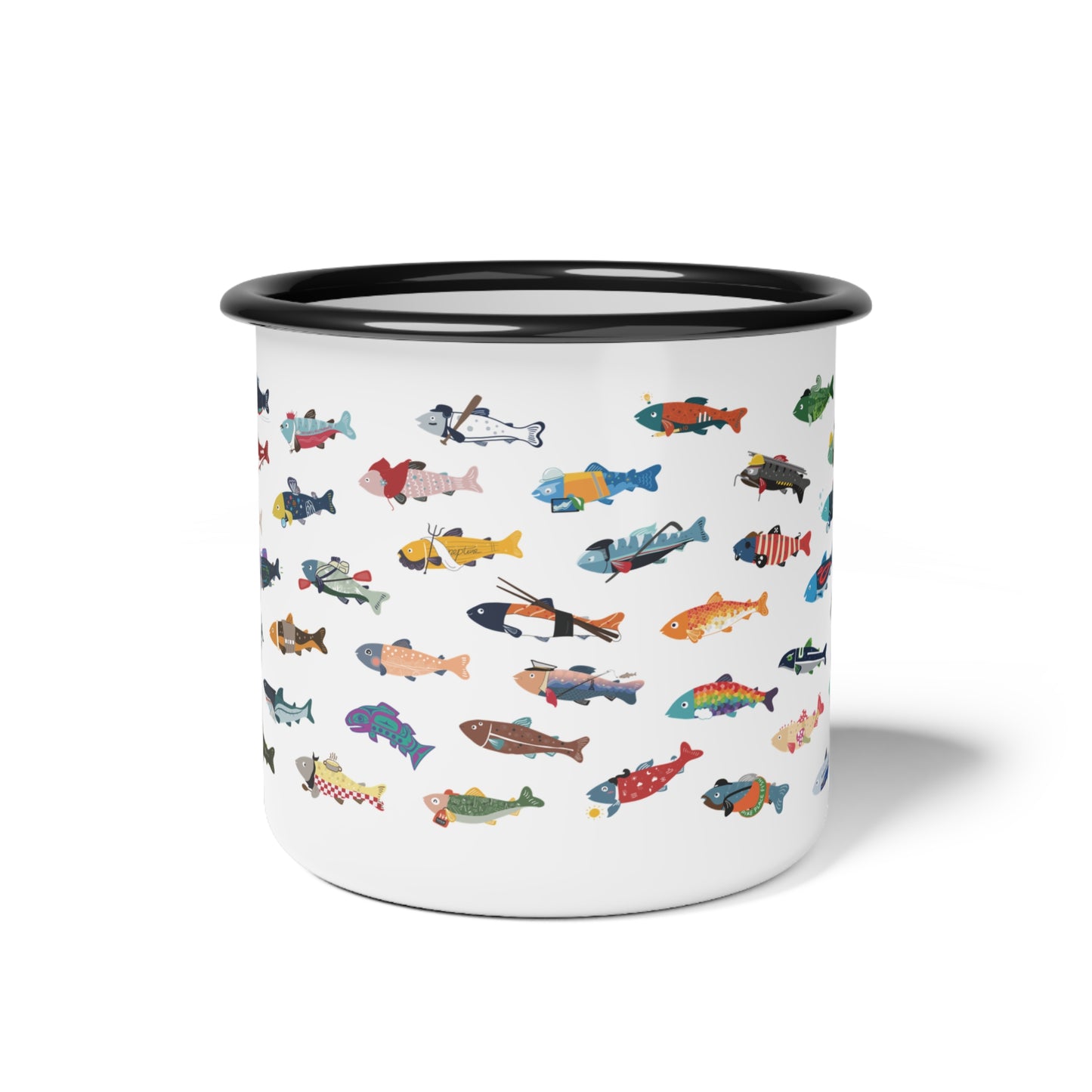 Survive the Sound Fish Enamel Camp Mug