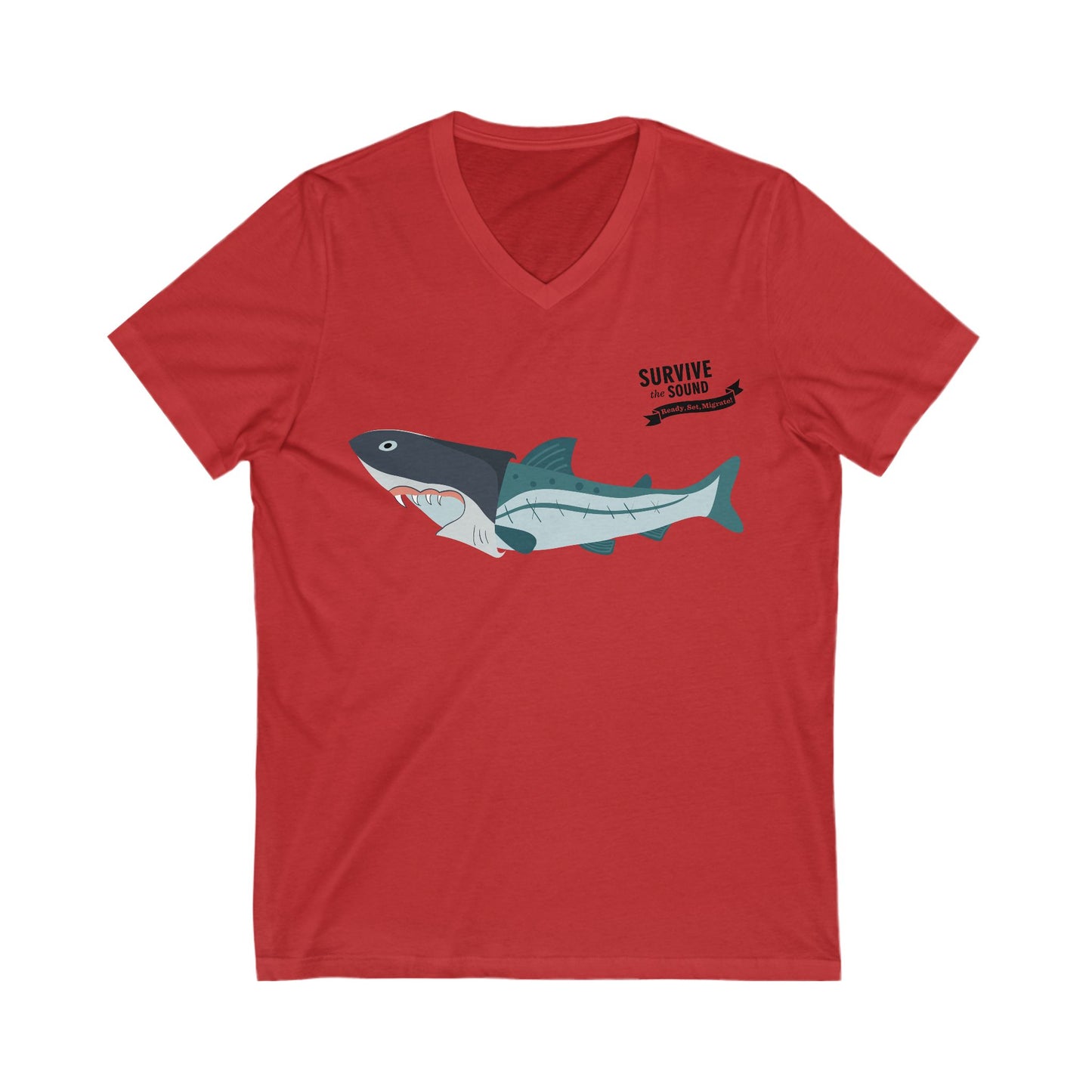 Jaws Unisex V-Neck Tee