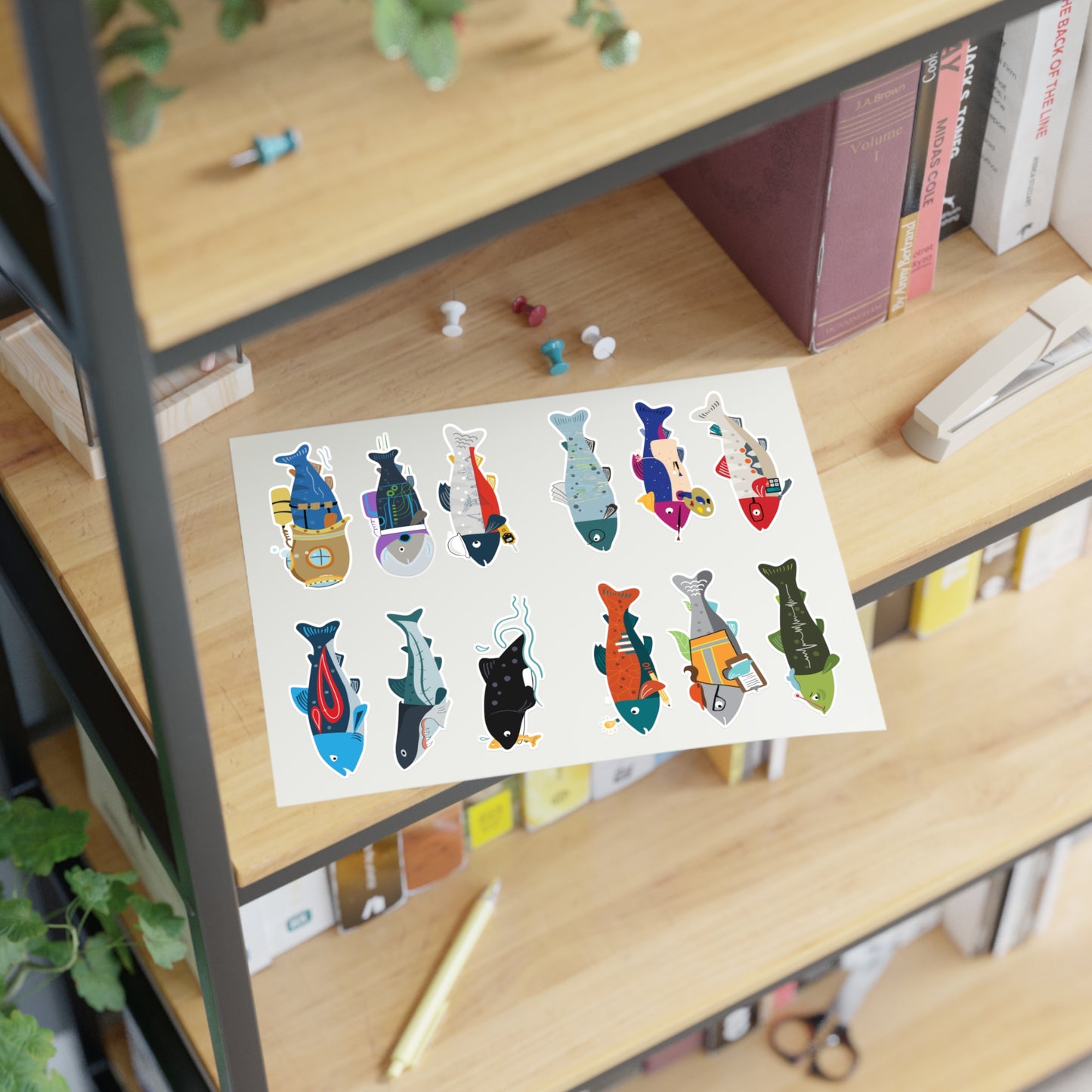 12-in-1 Survive the Sound Fish Sticker Sheet (Collection 2)