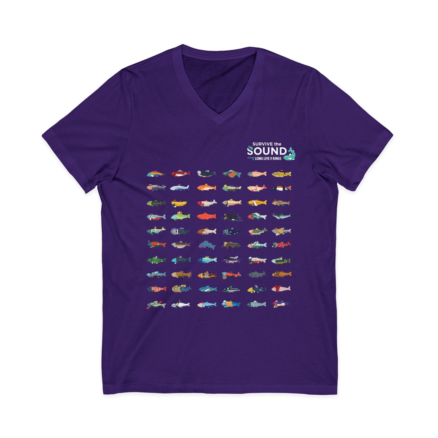 2026 Survive the Sound Fish Grid Unisex V-Neck Tee