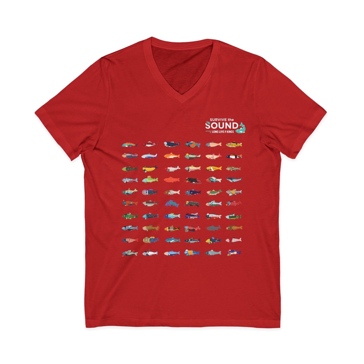 2026 Survive the Sound Fish Grid Unisex V-Neck Tee