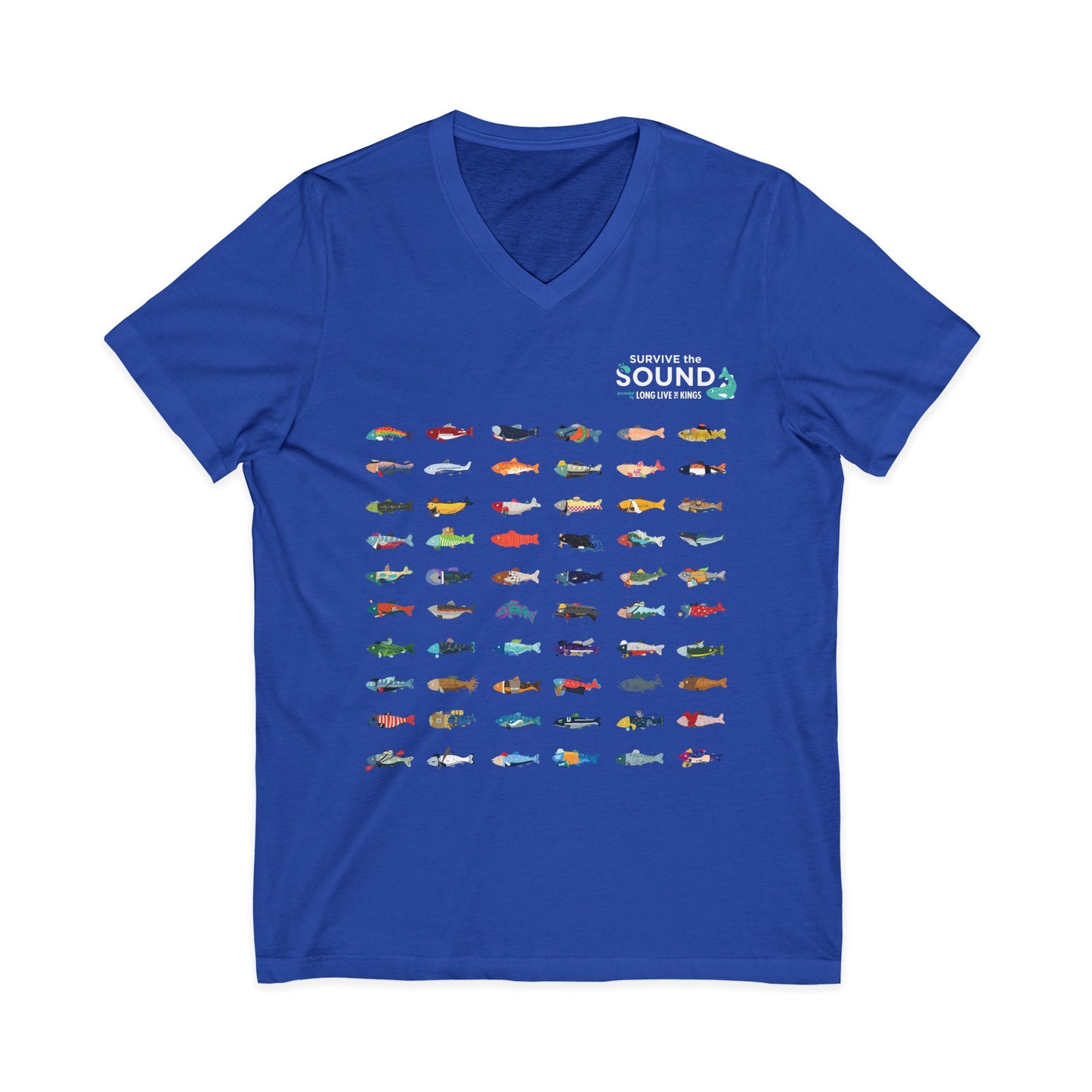 2026 Survive the Sound Fish Grid Unisex V-Neck Tee