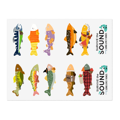 Survive the Sound Fish Sticker Sheet - Fall Collection