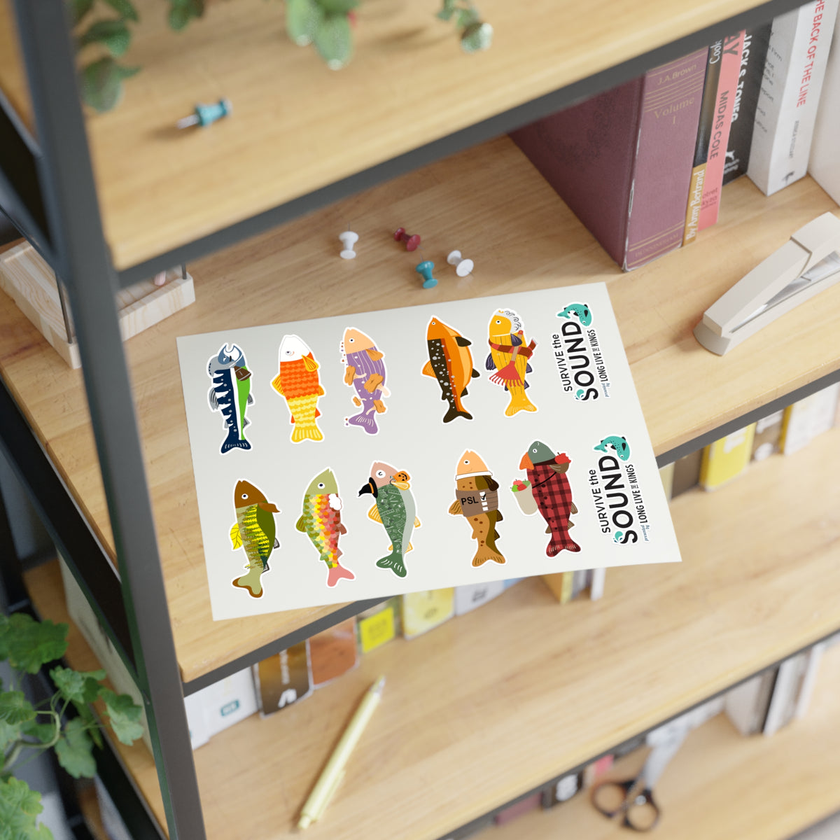 Survive the Sound Fish Sticker Sheet - Fall Collection