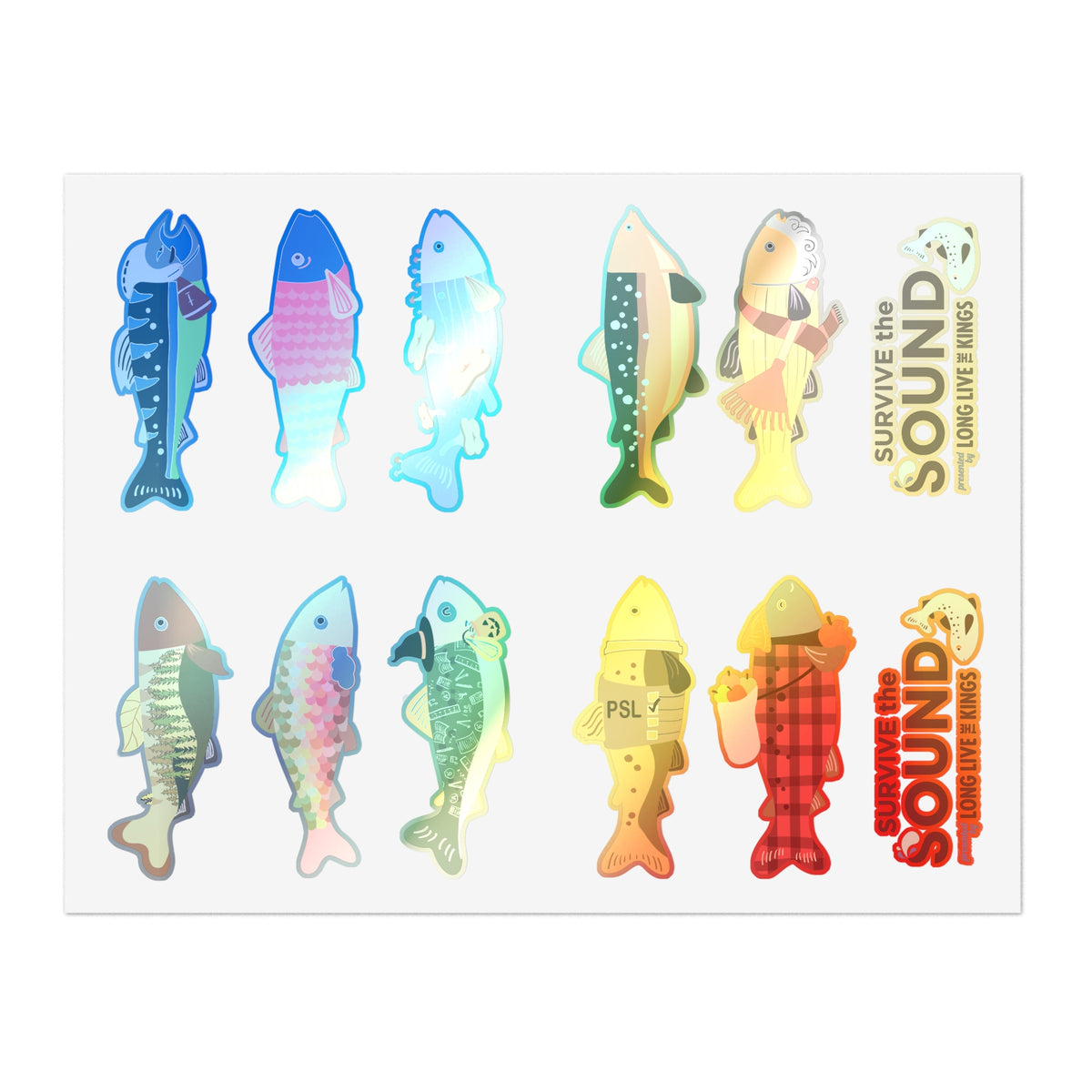 Survive the Sound Fish Sticker Sheet - Fall Collection