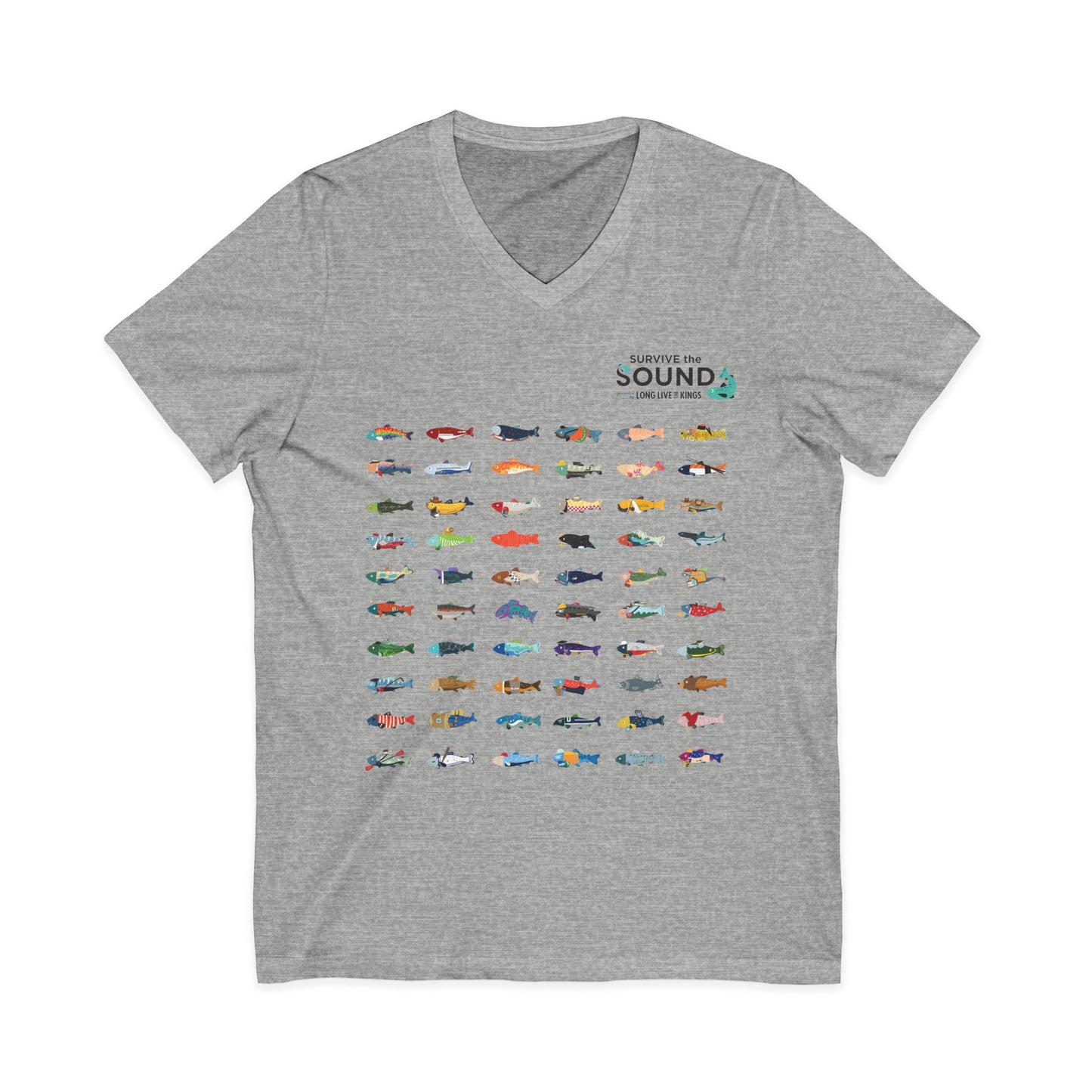2026 Survive the Sound Fish Grid Unisex V-Neck Tee